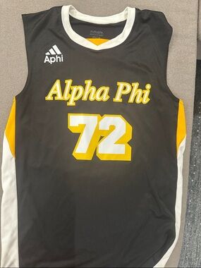 Alpha Phi Black & Yellow Basketball Jersey Sorority APHI Oversized Unisex Medium